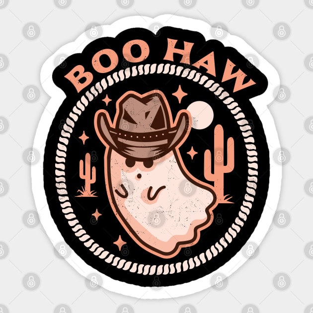 BooHaw Western Ghost Halloween Cowboy Cowgirl Costume Retro Sticker by OrangeMonkeyArt